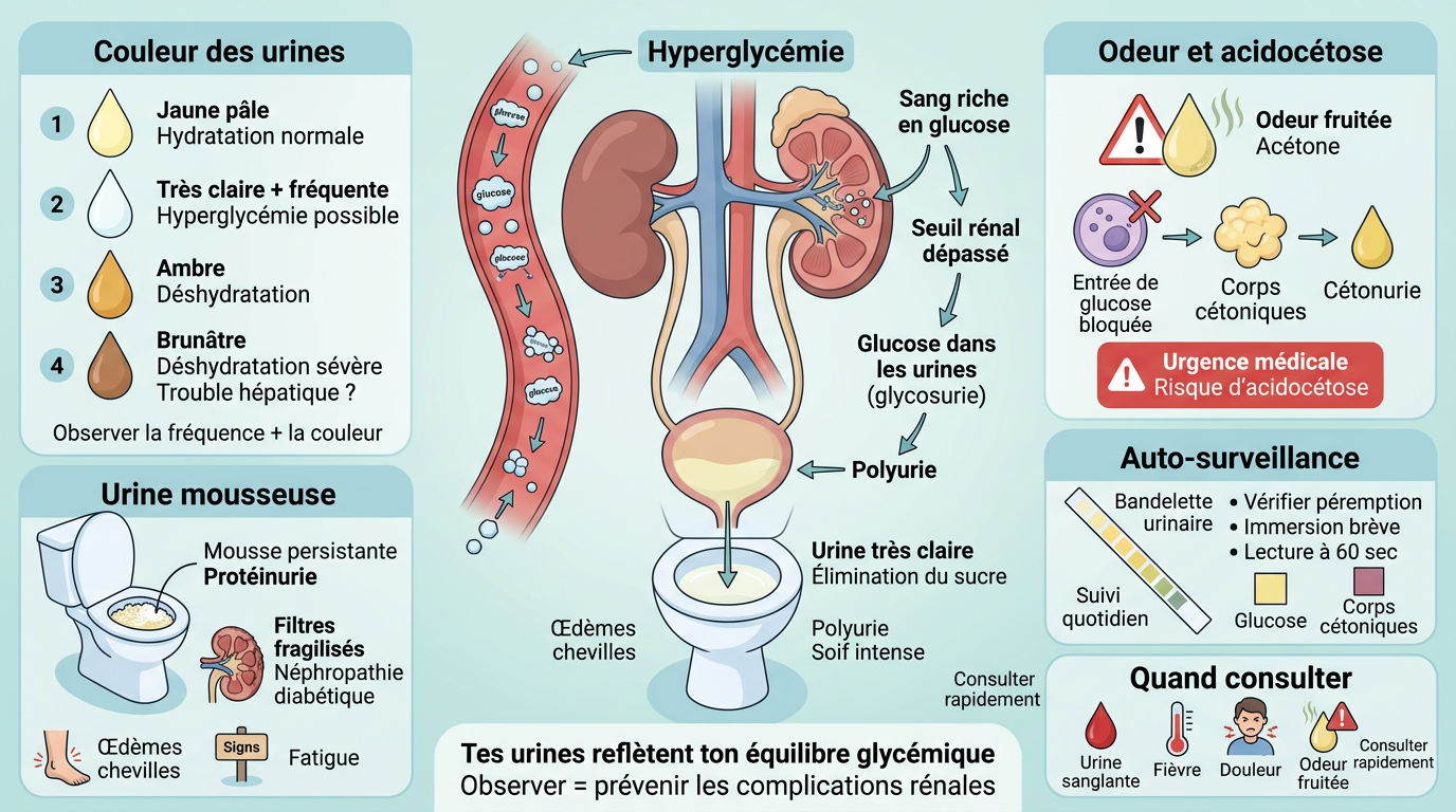 infographie : Couleur des urines et diabète quels signaux surveiller ?