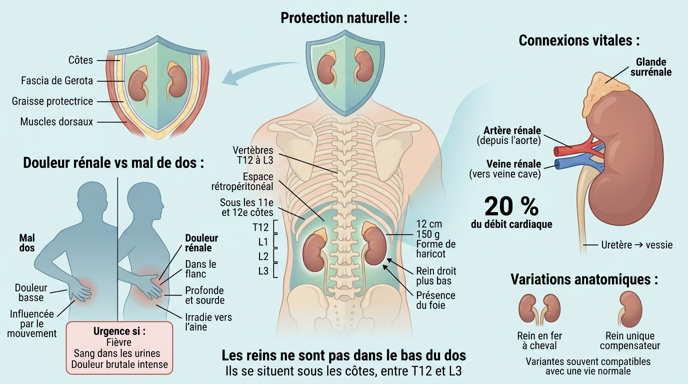 infographie : Où se situent les reins ? Comprendre leur emplacement
