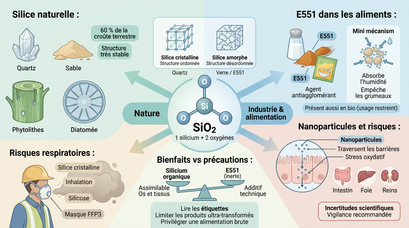 infographie : Tout savoir sur le dioxyde de silicium et ses effets