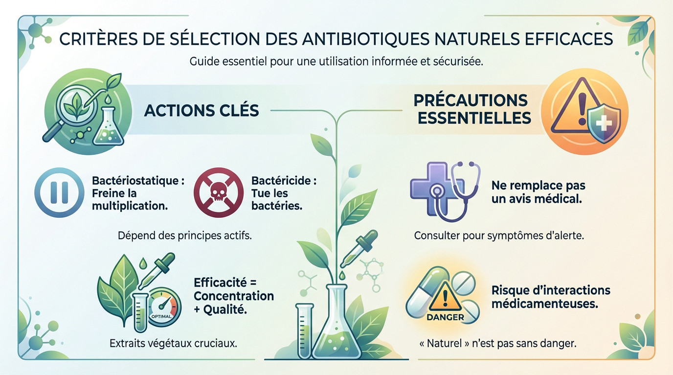 Analyse des crit&egrave;res pour choisir un antibiotique naturel efficace
