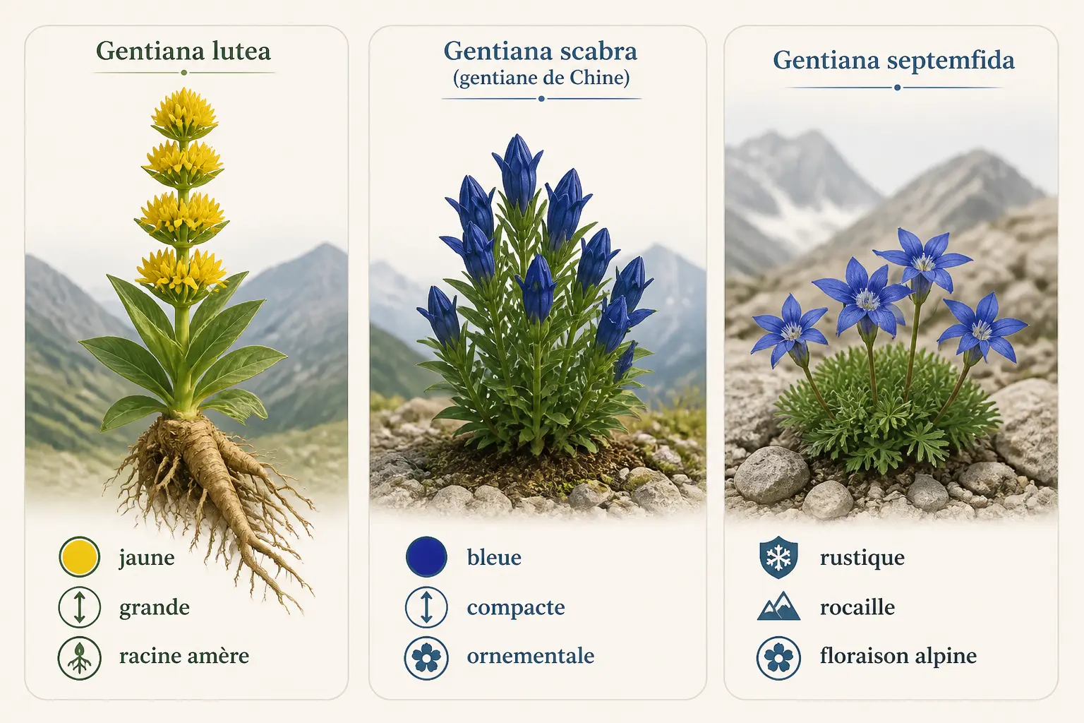 Les principales gentianes à connaître selon leur couleur, leur usage et leur rusticité